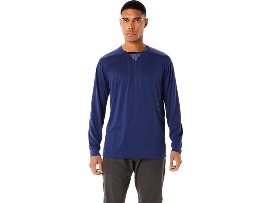 ACTIBREEZE JACQUARD LONG SLEEVED TOP Deep Ocean Asics