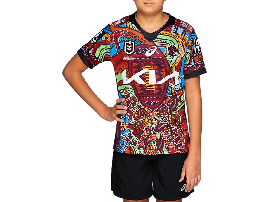 Asics BRISBANE BRONCOS INDIGENOUS REPLICA YOUTH Performance Black