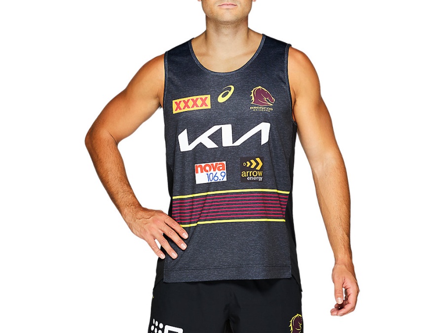 Asics BRISBANE BRONCOS TRAINING SINGLET Performance Black