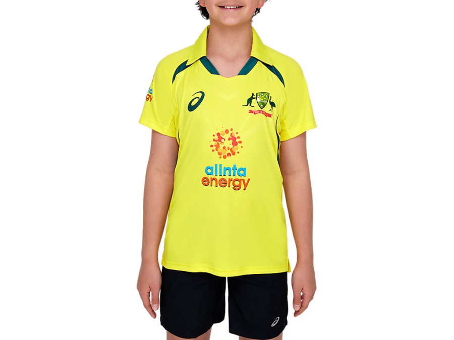 Asics Blazing Yellow CRICKET AUSTRALIA REPLICA ODI HOME SHIRT YOUTH