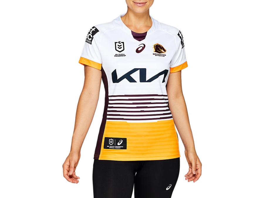 Asics Brilliant White BRISBANE BRONCOS REPLICA AWAY JERSEY