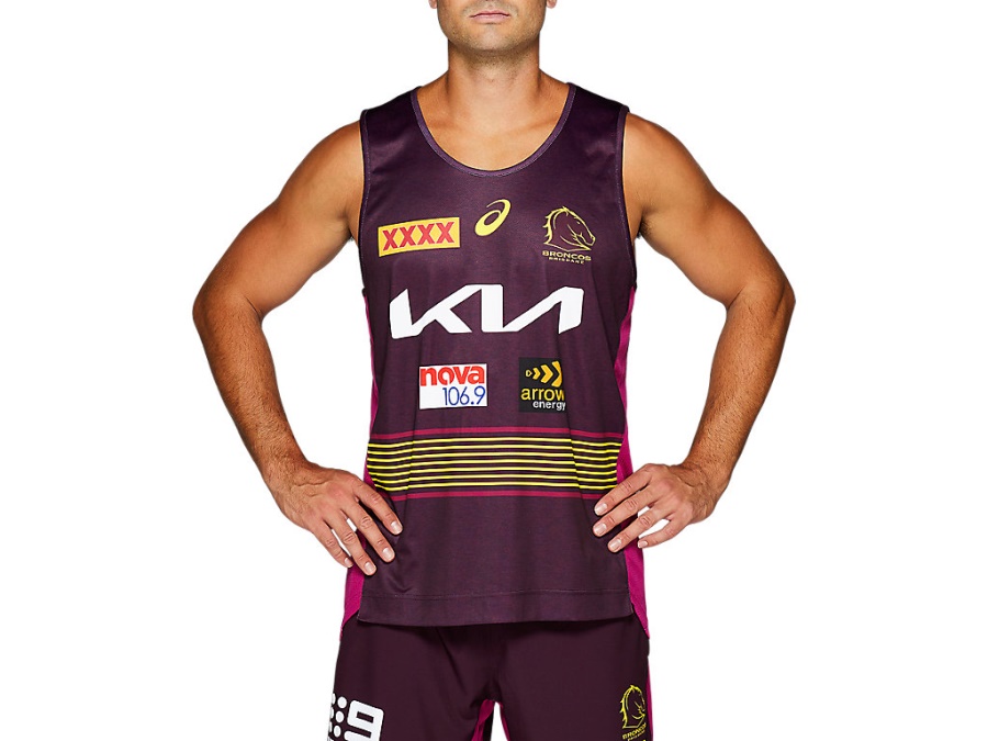 Asics Deep Mars BRISBANE BRONCOS TRAINING SINGLET