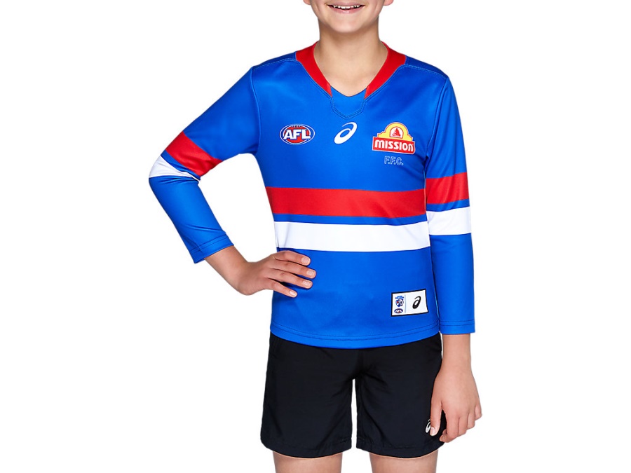 Asics Electric Blue WESTERN BULLDOGS REPLICA HOME LONG SLEEVED YOUTH