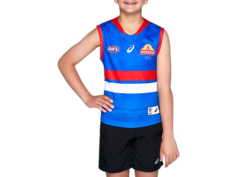 Asics Electric Blue WESTERN BULLDOGS REPLICA HOME SHORT SLEEVED YOUTH