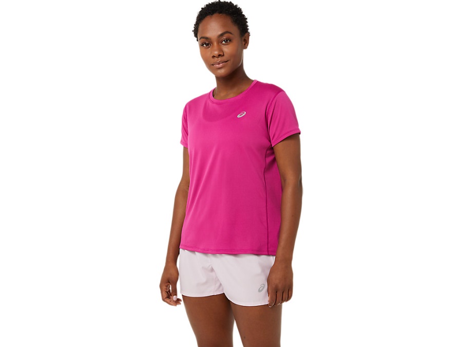 Asics Fuchsia Red SILVER SHORT SLEEVED TOP