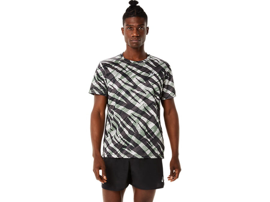 Asics Lichen Green-Performance Black WILD CAMO SHORT SLEEVED TOP