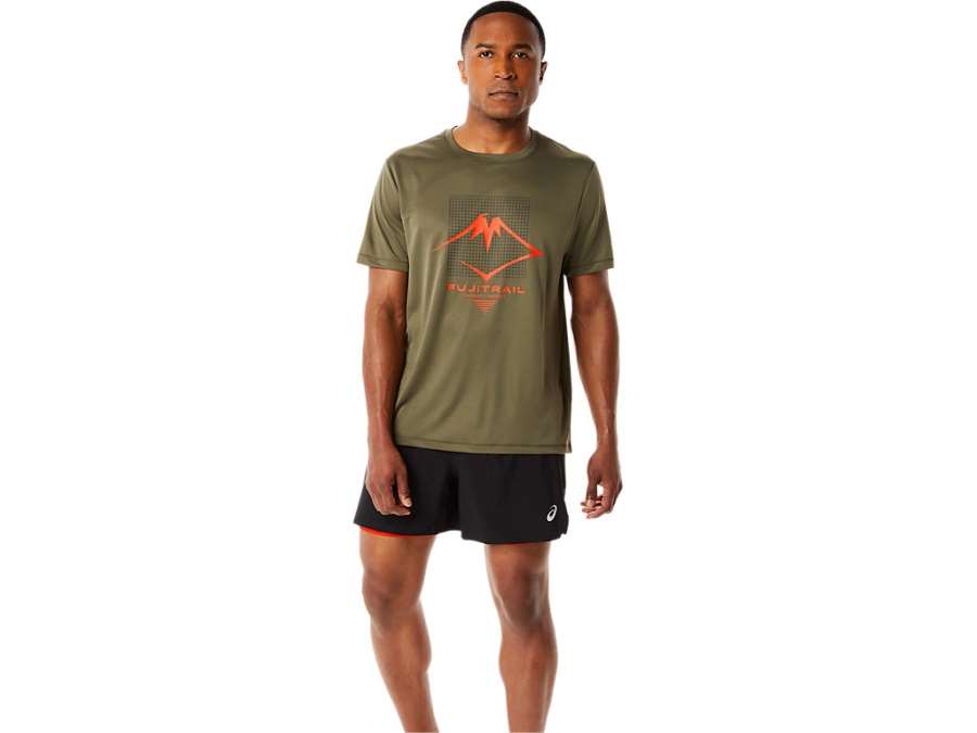 Asics Mantle Green FUJITRAIL LOGO SHORT SLEEVED TOP