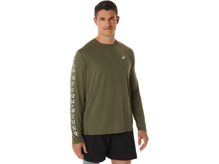 Asics Mantle Green KATAKANA LONG SLEEVED TOP