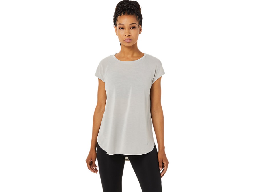 Asics Oyster Grey SLIT SHORT SLEEVED TOP