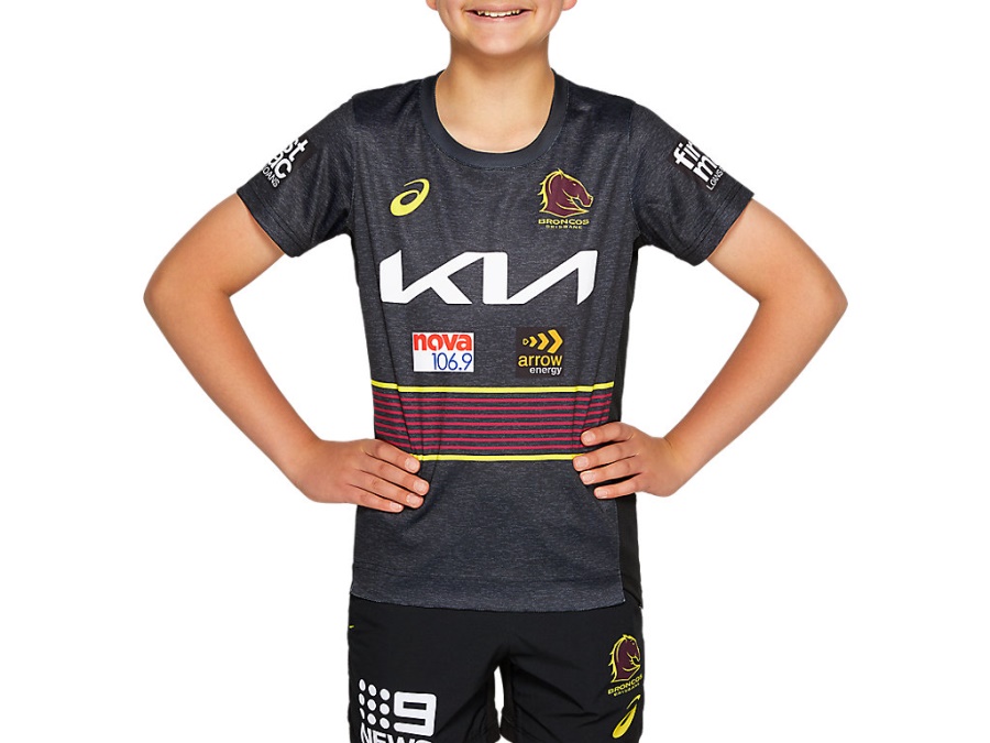 Asics Performance Black BRISBANE BRONCOS TRAINING TEE YOUTH