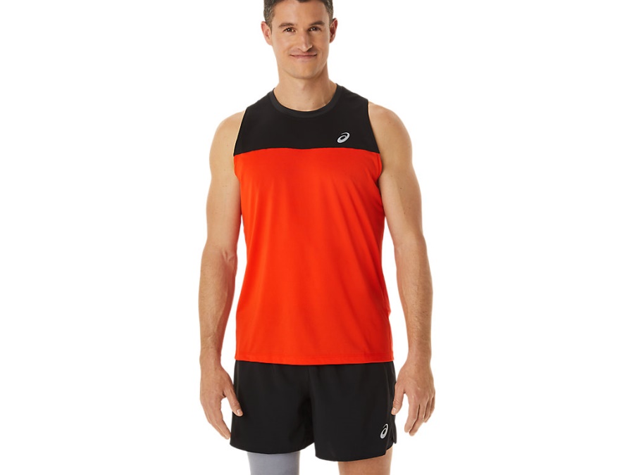 Asics Performance Black-Cherry Tomato RACE SINGLET