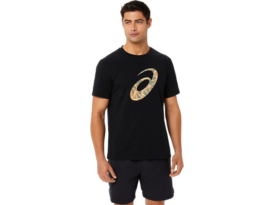 Asics Performance Black SEASONAL PRINT SHORT SLEEVED TOP