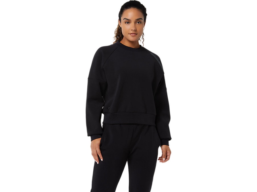 Asics Performance Black TECH KNIT CREW TOP