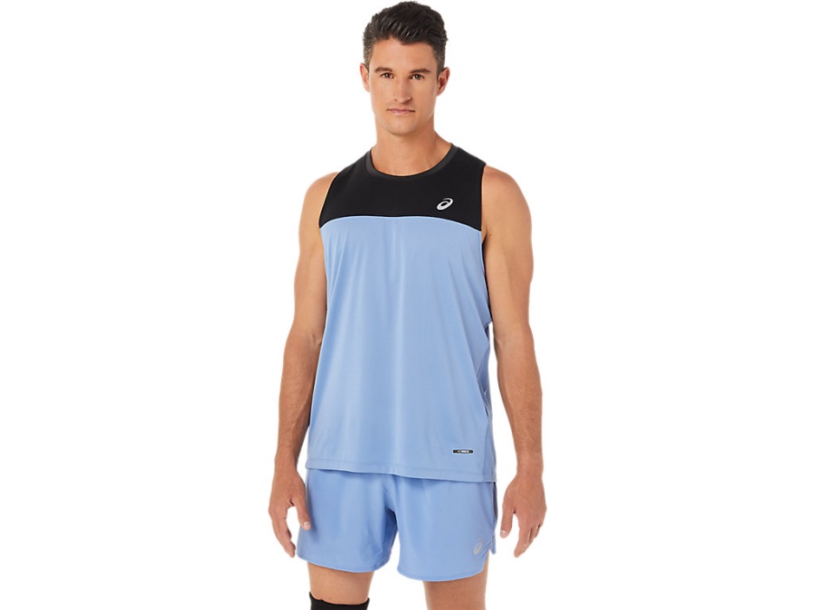 Asics RACE SINGLET Performance Black-Blue Harmony