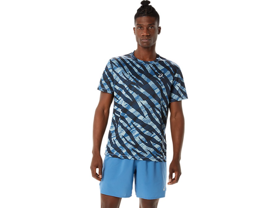 Asics WILD CAMO SHORT SLEEVED TOP Azure-Performance Black