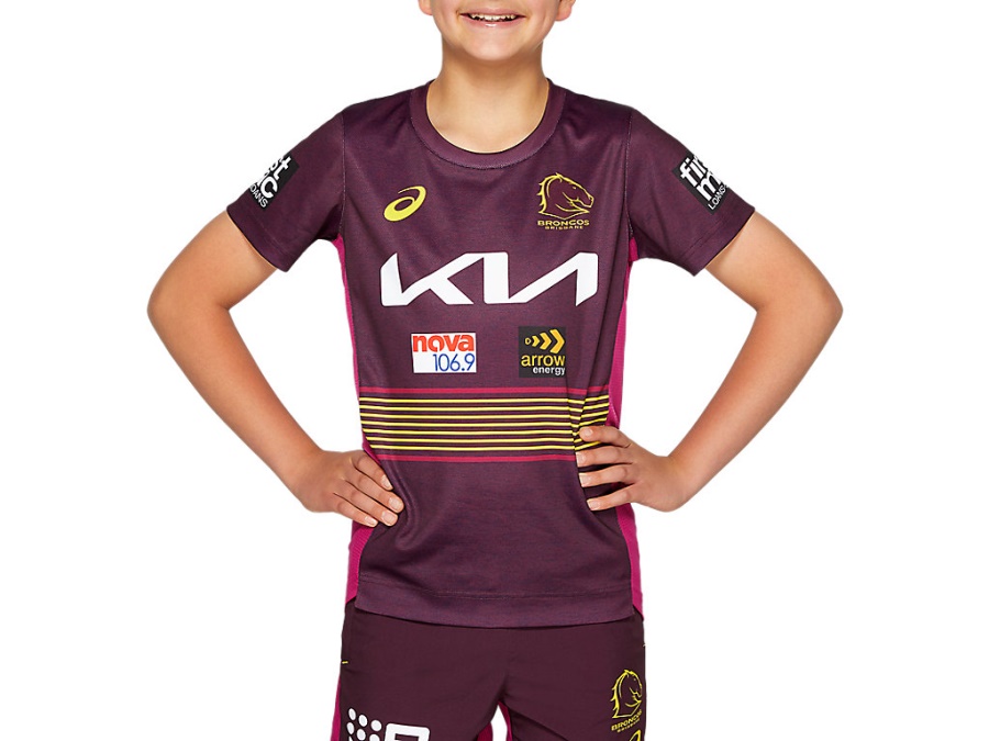 BRISBANE BRONCOS TRAINING TEE YOUTH Deep Mars Asics