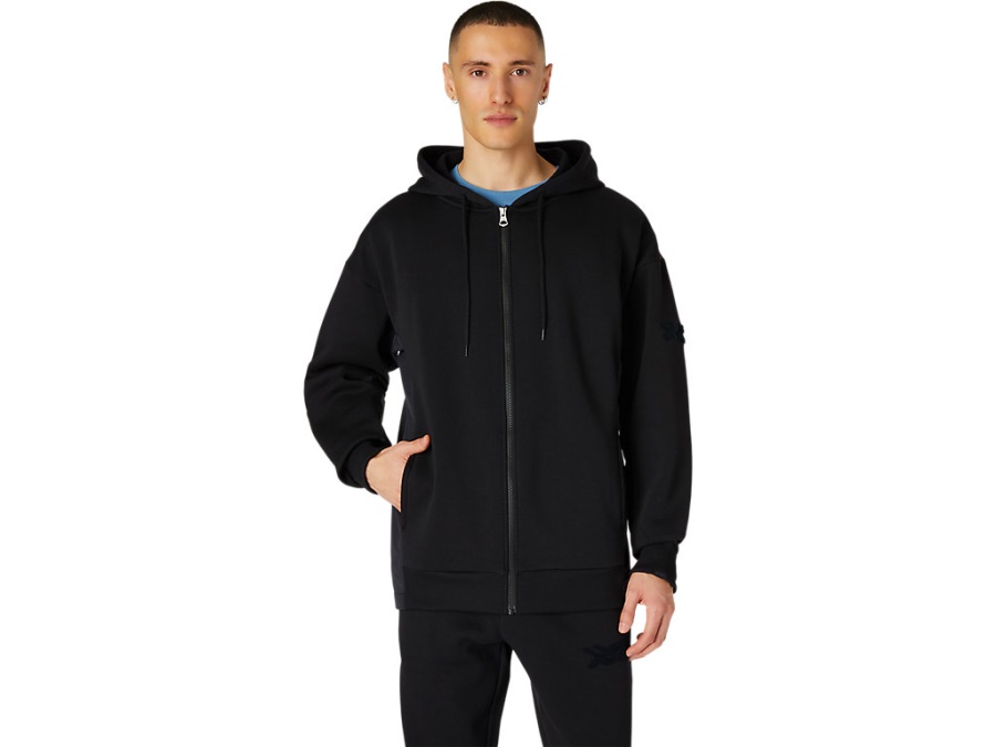 BRUSHED FRENCH TERRY FULL ZIP HOODIE Performance Black Asics