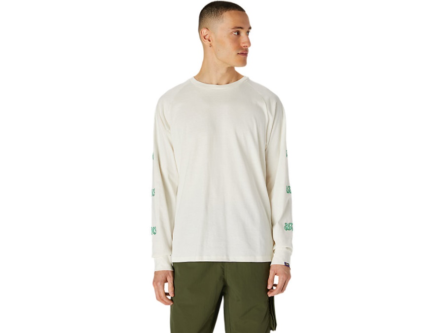 EMBROIDERY LONG SLEEVED TEE Cream Asics