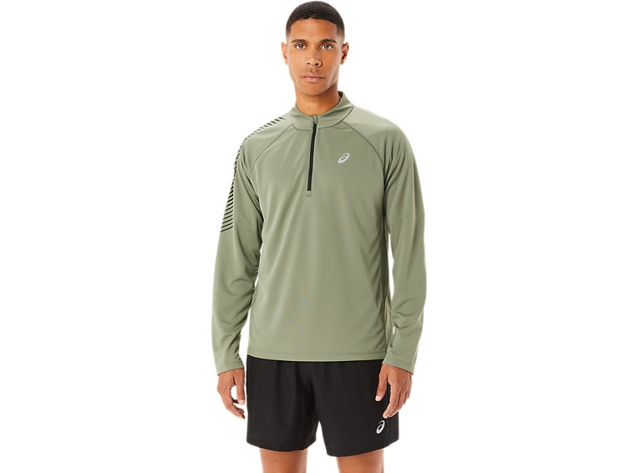 ICON LONG SLEEVED 1-2 ZIP Lichen Green-Performance Black Asics