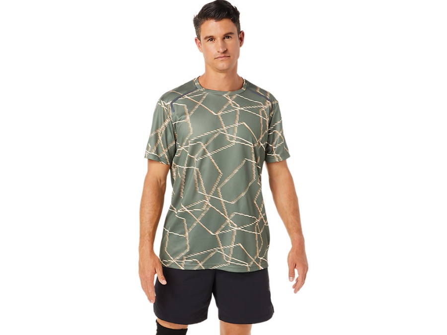 SEASONAL ALL OVER PRINT SHORT SLEEVED TOP Lichen Green Asics