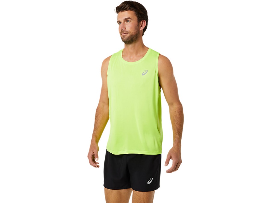 SILVER SINGLET Hazard Green Asics