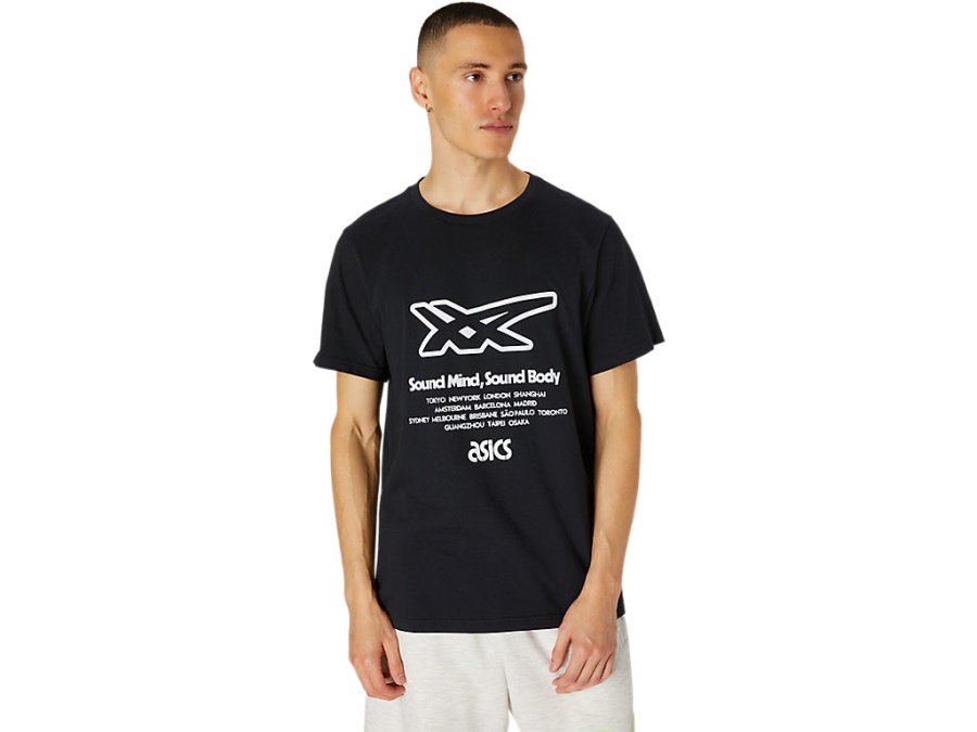 STRIPE GRAPHIC SHORT SLEEVED TEE Performance Black Asics